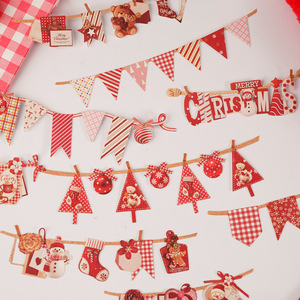Confezione da 10 Adesivi Natalizi a Forma di Bandierine, Serie Joyful Bunting, Decorazioni Fai-da-Te per Scrapbooking - Product Image 5