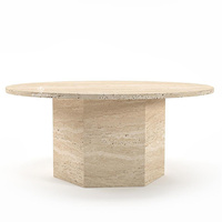 Table de pied hexagonale en travertin