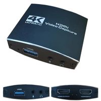 Tarjeta de Captura de Video Hardrock Metal USB 3.0 para HDMI IN/OUT, Entrada/Salida de Audio de 3.5mm, Compatible con Juegos en Vivo, FCC CE