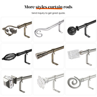 Embout de tringle à rideau en métal, verre cristal noir, 19 mm, réglable, extensible, avec supports, anti-rouille, durable, pour salon