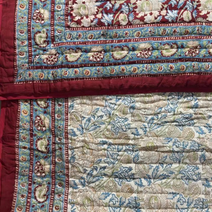 Edredón Kantha Premium India 100% relleno de algodón puro estilo de bloque de madera tradicional bloque de mano impreso algodón tamaño doble edredón - Product Image 1