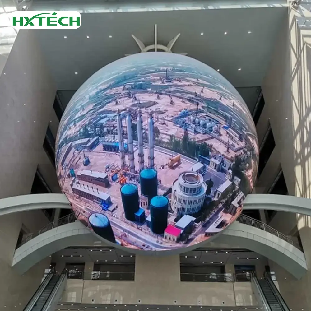 HXTECH tampilan bola LED Diameter Globe 1m 1.5m 2m layar bundar P2 P2.5 LED berbentuk pabrik layar bola