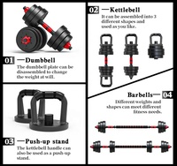 PINJIAN Set de gimnasio 4 en 1 ecológico para fitness, levantamiento de pesas, barra de pesas y mancuernas ajustables, ideal para el hogar.