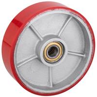 Roues de chariot élévateur robustes en polyuréthane rouge 80/180mm X 70/50mm avec roulement à billes en fer pour chariot à palettes extérieur, capacité 500-800KG