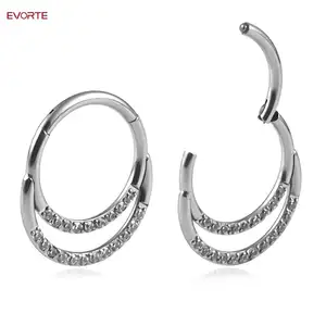 G23 Titanium Ear Weights Ear Gauges Piercing Tunnels Zircon Nose Rings Popular Body Jewelry hight Segment Rings