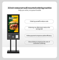 2022 modèles en Stock 32 pouces libre-service commande paiement terminal kiosque support mural avec scanner d'imprimante pour la restauration