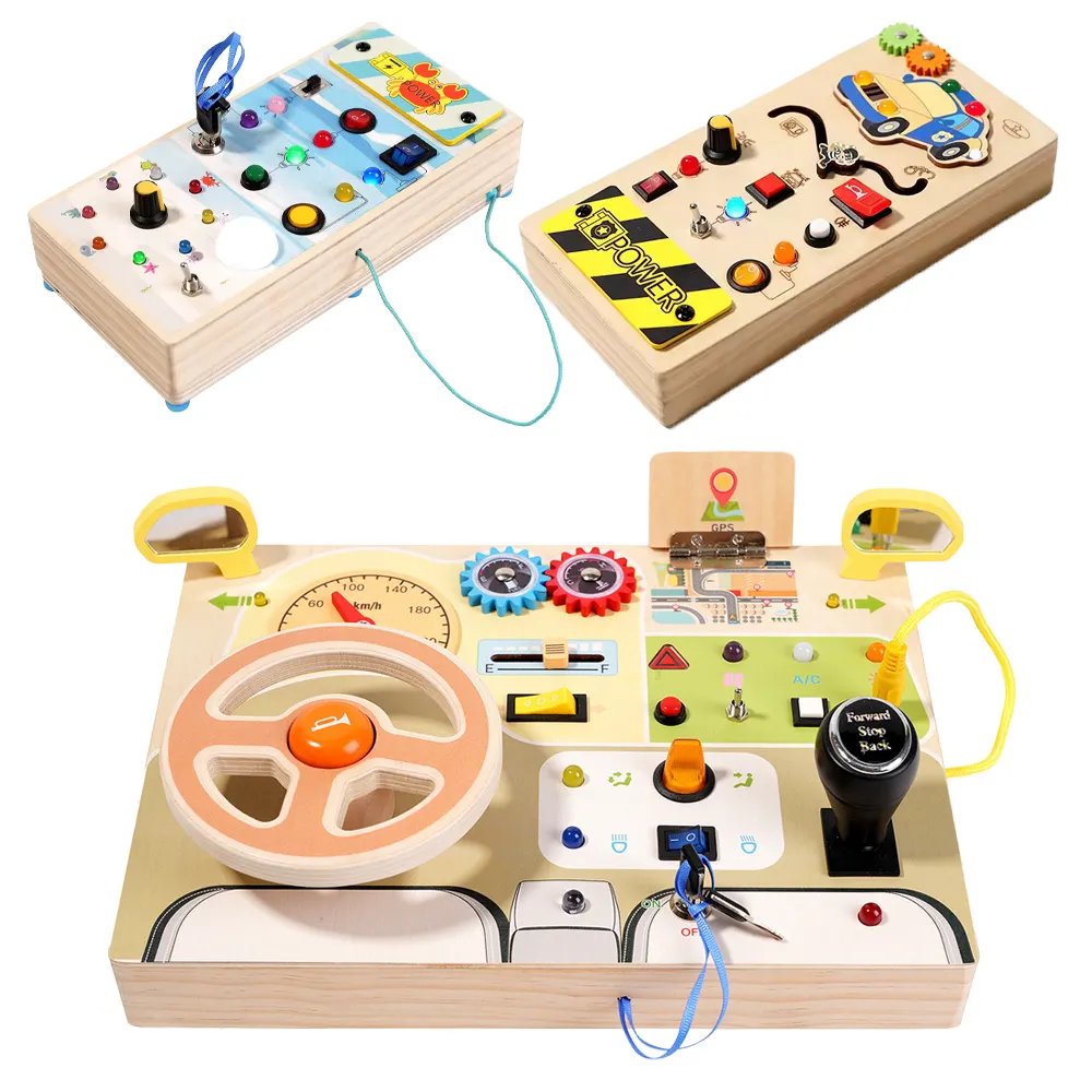 Hot Sale Children Wooden Sensory Board Switch Toy Light Up Toys Educational Activity Board Montessori Toys Busy Board