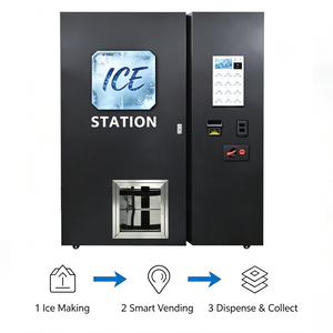 Distributeur automatique de glaçons avec distributeur de gobelets, service libre 24h/24 et 7j/7, kiosque à glaçons avec traitement de l'eau RO et ensachage automatique - Product Image 2
