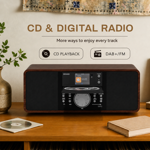 Lecteur CD audio d'usine avec haut-parleur intégré, lecture BT, radio FM, USB, MP3, AUX, télécommande, style rétro - Product Image 2