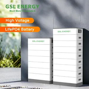 GSL พลังงาน 5kwh 10kwh 15kwh ซ้อนแบตเตอรี่ลิเธียมไอออน BMS เก็บพลังงานแสงอาทิตย์แรงดันไฟฟ้าสูง LiFePO4 แบตเตอรี่สําหรับระบบพลังงานแสงอาทิตย์