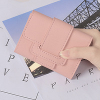 Nouveau Portefeuille Court 2024 Version Coréenne Tendance Étudiante Mignon Petit Portable Mini à Cordon Trois Volets Porte-Monnaie Femme Porte-Cartes
