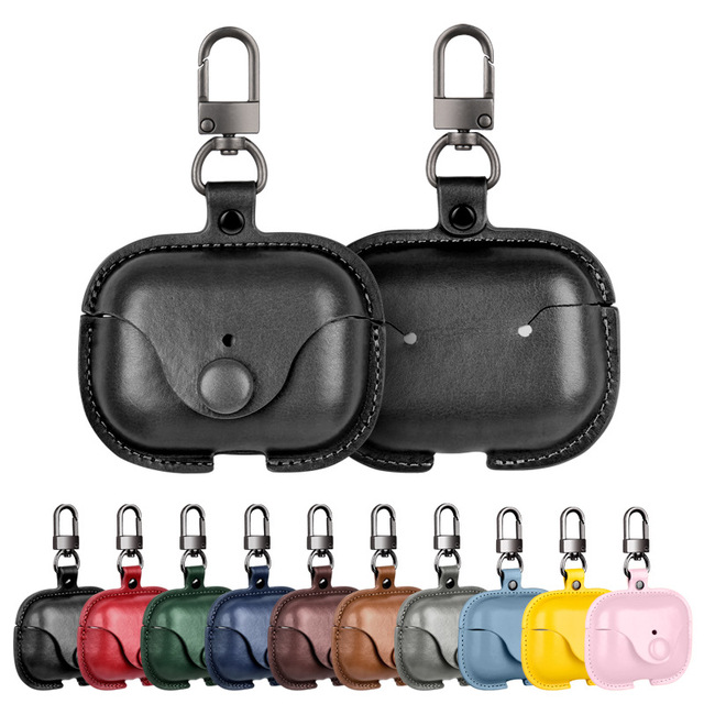 Luxury PU Leather case Earphone Protective Cover for Airpods Pro 2/AirPods 1 2 3 with Metal Hook