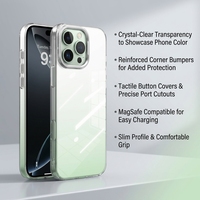 Coque de protection en cristal dégradé pour iPhone 17, coque rigide en PC avec boutons souples, design anti-chute