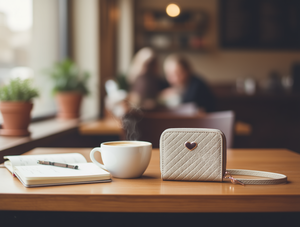 Women's Double Pull <b>Wristlet</b> Small Size Microfiber Synthetic Leather Zip Closure Daily Use - Product Image 2