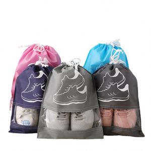 Sac à chaussures en non-tissé avec cordon de serrage, imperméable et anti-poussière, pour le voyage et le rangement (vente en gros) - Product Image 1