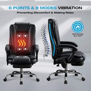 Vietnam muebles baratos ventilación cuero hogar Oficina silla 6 puntos masaje función de calefacción Likned reposabrazos Silla de juego - Product Image 4