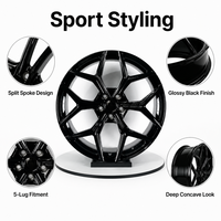 Rueda de Aleación DW de Diseño Dividido, Negro Brillante, Cóncava Profunda, para Vehículos SUV, OEM, Venta al Por Mayor Directa de Fábrica, Personalizada, 16, 17, 18, 19, 20, 22, 24 Pulgadas