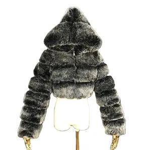 Wholesale Factory Winter Jacket Fox Hood Winter Faux Hoodie Coats Motorcycle Fur Jacket