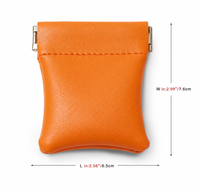 Étui mini-porte-monnaie en cuir PU orange avec fermoir à pression, petit étui pour écouteurs, logo personnalisé en relief, pour femmes, rangement de pièces de monnaie, vente en gros