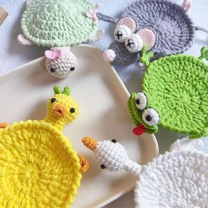 Sous-verre en crochet fait main en forme d'animal, dessin animé mignon, sous-verre amusant pour la décoration de table, sous-verre en fil fait main pour tasses et verres - Product Image 6