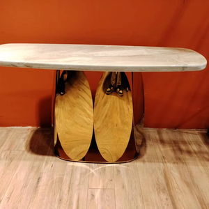 Moderne gouden marmeren houten paneelconsoletafel luxe villa appartement huis kantoor meubilair hotel woonkamer slaapkamer - Product Image 2
