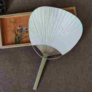 Custom Paper With Logo Printing Bamboo & Raw Paper Fan Wedding Paper Paddle Hand Fan - Product Image 6