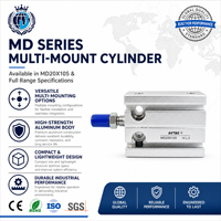 Cylindre pneumatique compact à double action, alésage 20 mm, course 10 mm, forme carrée, actionneur pneumatique MD20X10S