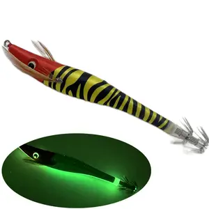 Cebo de pesca japonés, anzuelo de calamar luminoso de 21g, anillo de cabeza de plomo de agua profunda, señuelo de camarón