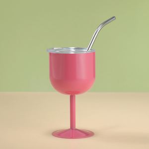 4oz Mini Champagne Flutes Stainless Steel <b>Wine</b> Tumbler Double Wall <b>Goblet</b> with Lid and Straw - Product Image 4