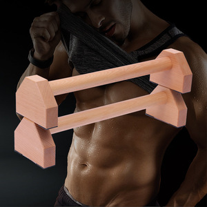 Supporto <span class=keywords><strong>Push</strong></span>-<span class=keywords><strong>Up</strong></span> in legno a doppia asta a forma di H personalizzato Calisthenics manubrio a barre parallele a piè di prodotto - Product Image 1
