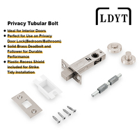 Loquet tubulaire de sécurité 60/70 mm, pêne dormant carré robuste pour porte intérieure