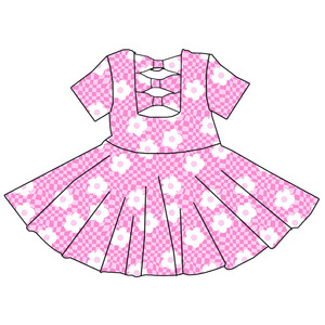Nuovissimo Abito Primaverile 2026 per Bambine, Vestito Intero con Stampa Personalizzata, Fiocco sulla Schiena, Collo Tondo, Lunghezza al Ginocchio - Product Image 3