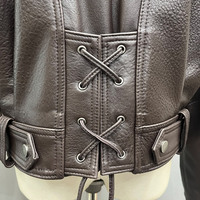 Veste en cuir véritable haut de gamme pour femme, en peau de mouton véritable grain litchi, manteau en cuir texturé grainé