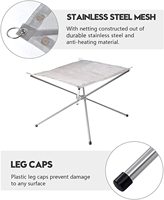 Table de foyer extérieure moderne en acier inoxydable avec grille, foyer portable pour camping, patio, jardin, grille en acier galvanisé pliable