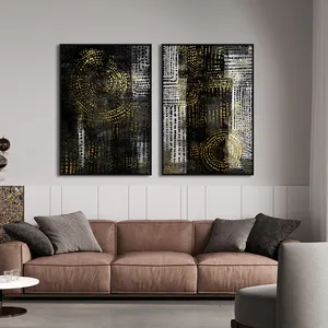 Minimalistische Muurschildering Nordic Wall Art Voor Woonkamer Home Decor Goudfolie Abstract Ingelijst Canvas Kunst Zwart Goud