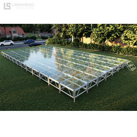 Plataforma de escenario de cristal de boda de lujo, escenario de cristal hermoso de plexiglás transparente de aluminio