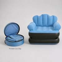 Fauteuil gonflable 2 en 1 convertible en matelas pneumatique avec accoudoirs, en PVC floqué, pour intérieur et extérieur