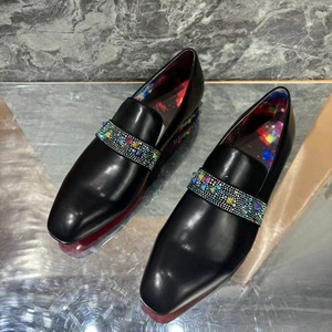 2026 <b>Men</b> Black Crystal Rhinestone Loafers Designer Style Multicolor Slip-On Formal Party Wedding <b>Dress</b> Shoes - Product Image 1