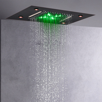 Robinets de douche de pluie 50x36 CM, salle de bains en Bronze frotté à l'huile, Style européen 7 couleurs LED chute d'eau