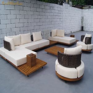 FERA extérieur grand canapé modulaire ensemble étanche teck bois rotin tissé canapé Design pour balcon - Product Image 3