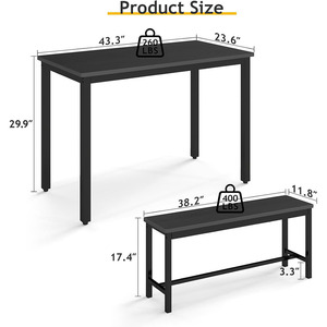 Ensemble table <span class=keywords><strong>et</strong></span> <span class=keywords><strong>chaises</strong></span> de salle à manger moderne pour <span class=keywords><strong>4</strong></span> personnes, peu encombrant avec 2 <span class=keywords><strong>pieds</strong></span> réglables, bancs de petit-déjeuner - Product Image 6