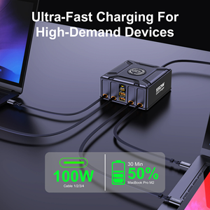 550W ganiii แท่นชาร์จแบบเร็วสำหรับตั้งโต๊ะ, PD3.1อะแดปเตอร์สาย USB-C แล็ปท็อปแบบยืดหดได้สำหรับ MacBook pro/ipad/<span class=keywords><strong>iphone</strong></span> - Product Image 4