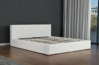 Willsoon Cadre de lit queen size de style scandinave en faux cuir blanc avec rangement Tête de lit minimaliste en bois MDF Chambre à coucher de style
