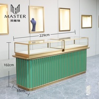 Vitrina de Exhibición de Productos de Lujo MASTER, Rectangular, Verde, 229*55*102cm, con Cerradura Mecánica Antirrobo, para Joyería, con Cristal