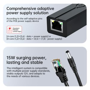 Convertisseur Ethernet PoE Gigabit 3 ports IEEE802.3AF/AT 48V vers 12V 1.2A pour caméra IP et sans fil - Product Image 4