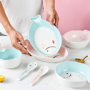Cute Ceramic <b>Bowl</b> Set For Single Meals Japanese Style Tableware With Spoon Home Use Personal Gift - Product Image 5