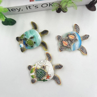 Artisanat en résine peint à la main sur mesure, aimants de réfrigérateur 3D, souvenirs de voyage créatifs, tortue de plage, tortue mère-enfant, aimants de réfrigérateur
