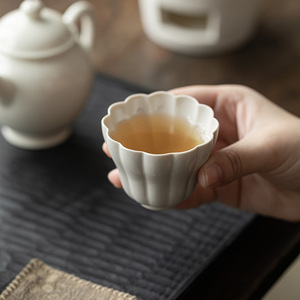 Guanlan Wood Ash Ceramic <b>Tea</b> Cup Porcelain Irregular Shape Single Cup For Kung Fu <b>Tea</b> <b>Set</b> - Product Image 4