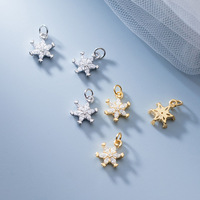Pendentif fleur étoile en zirconium plaqué or S925 avec boucle pour collier, bracelet et boucles d'oreilles pour la fabrication de bijoux.