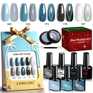 Juego de esmalte de uñas de gel holográfico láser de 5 colores con capa base, capa superior, gel UV LED removible en caja de color para decoración de uñas al por mayor - Product Image 4